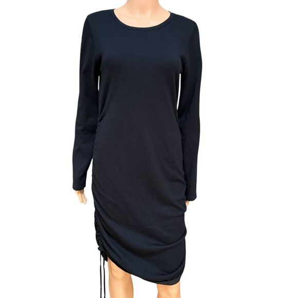 Le Lis black Sweater Dress Ruched sides Cozy size L - Picture 1 of 7